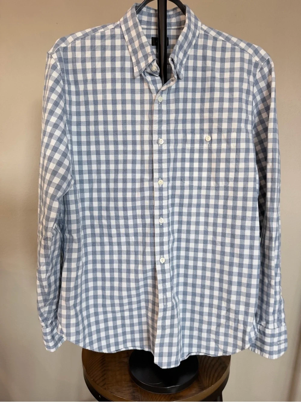 J.CREW Men's Long Sleeve Blue & White Plaid Size L